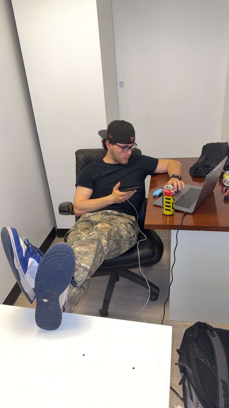 Michael Peterson putting in long hours in a back-room office when he first started